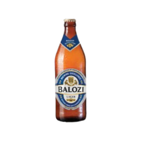Product photo of Balozi Lager beer in a 500ml brown bottle